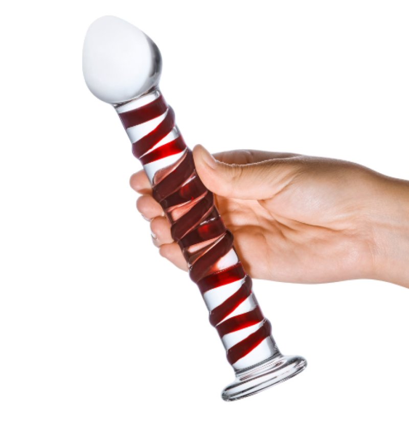 Glas 8 Inch Mr. Swirly Red Spiral Handblown Glass Dildo > Glass > Dildos