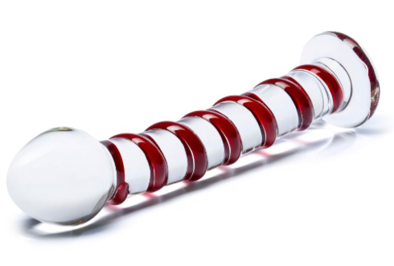 Glas 8 Inch Mr. Swirly Red Spiral Handblown Glass Dildo > Glass > Dildos