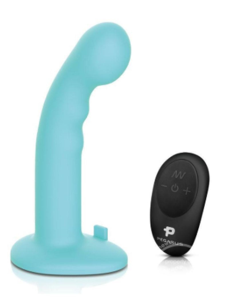 Pegasus 6 Inch Remote Control Ripple P-Spot G-Spot Silicone Peg with Harness in Blue Secondary image