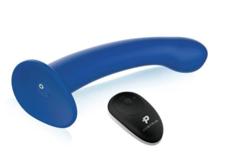 Pegasus 8 Inch Remote Control Blue P-Spot G-Spot Silicone Peg with Harness Included > Dildos > Strap On Harnesses