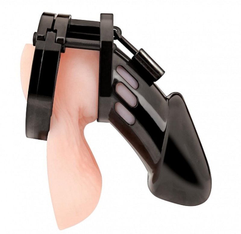 Blue Line Silicone Chastity Cock Cage in Comfortable Black