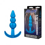 Blue Line 3.75 Inch Beginners Blue Beaded Plug with Tapered Tip and Flared Base > Anal Range > Butt Plugs