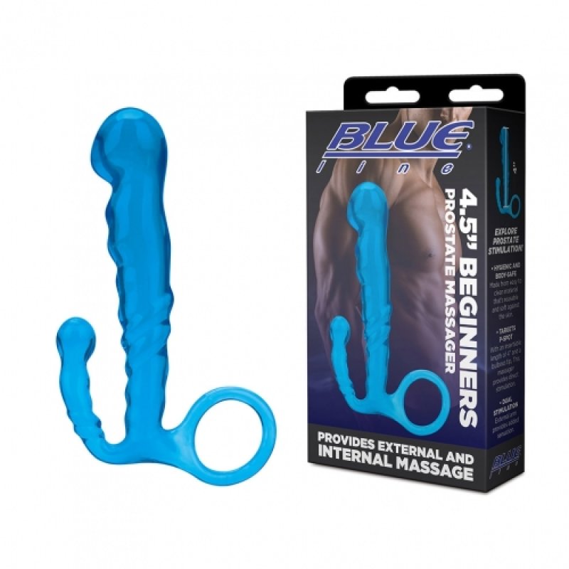 Blue Line 4.5 Inch Beginners Prostate Massager with External Perineum Stimulator