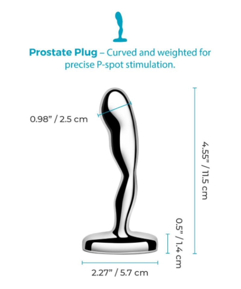 b-Vibe Stainless Steel Prostate Plug 300g Body Safe Heavy Metal P-Spot Massager > Anal Range > Prostate Plugs