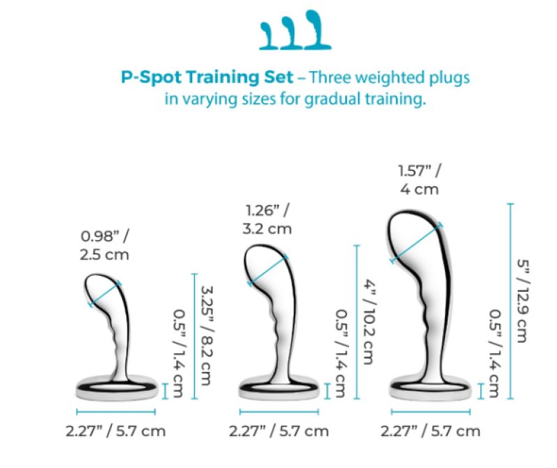 b-Vibe Stainless Steel P-Spot Training Set 3-Piece Prostate Plug Set with Weighted Plugs > Anal Range > Prostate Plugs