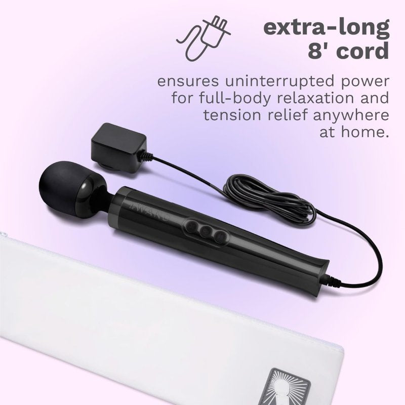 Le Wand Diecast Plug-In Massager Black Corded Metal Body with 10 Speeds and 20 Vibration Patterns