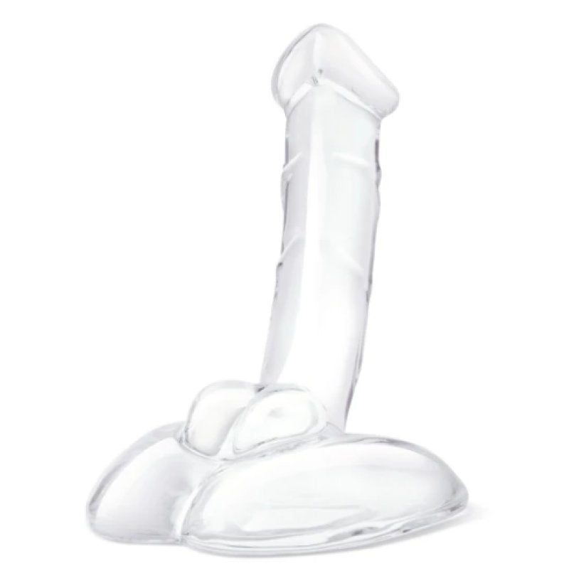 Glas 7.5 Inch Rideable Standing Clear Glass Cock with Stability Base