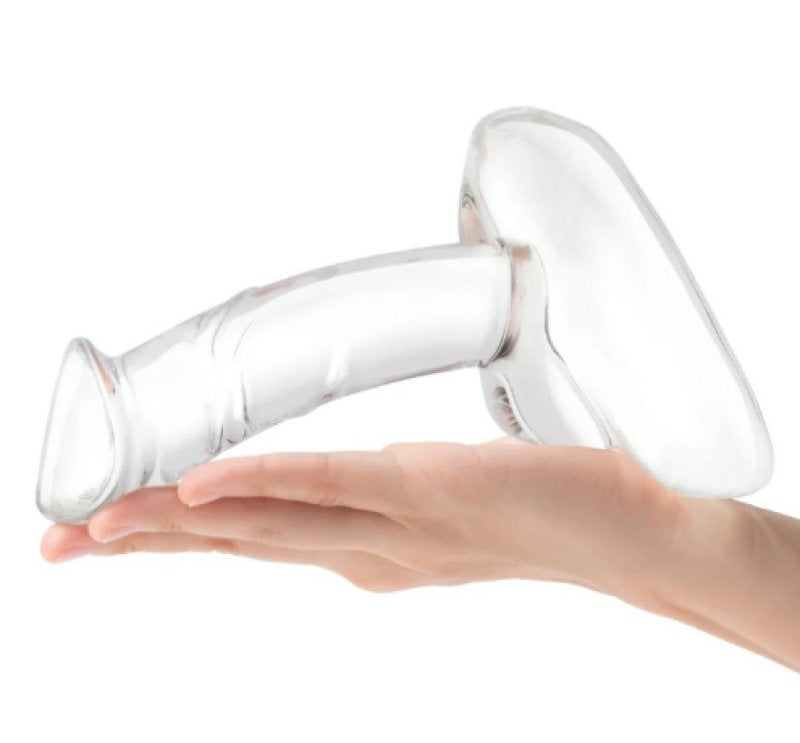 Glas 7.5 Inch Rideable Standing Clear Glass Cock with Stability Base