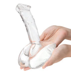 Glas 7.5 Inch Rideable Standing Clear Glass Cock with Stability Base