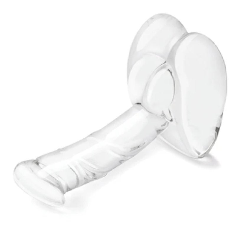 Glas 7.5 Inch Rideable Standing Clear Glass Cock with Stability Base