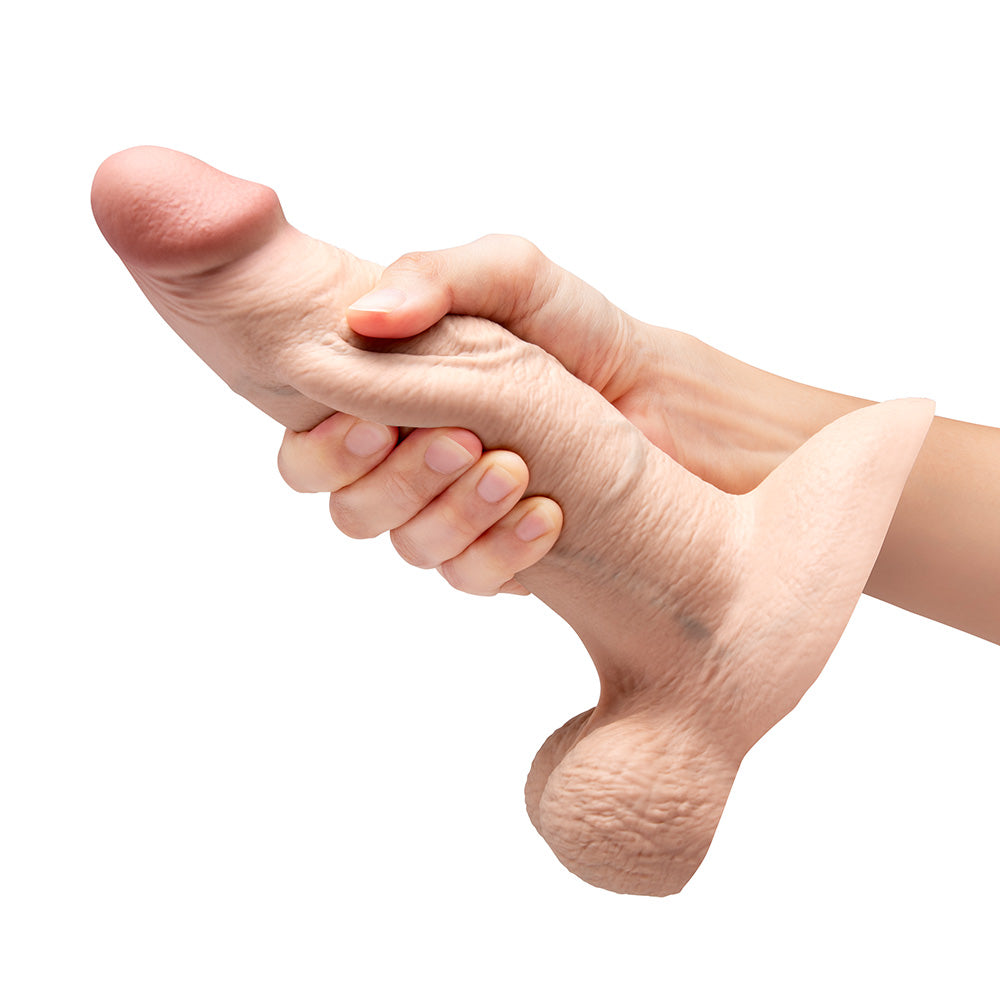 b-Vibe Slipskin Realistic Silicone Dildo 8 Inch Girthy Cream Secondary image