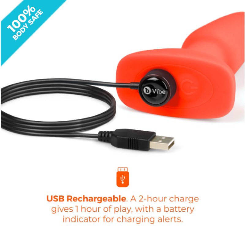 b-Vibe Rimming Plug 2 Orange 6" Vibrating Remote Control Anal Toy > Anal Range > Vibrating Butt Plugs