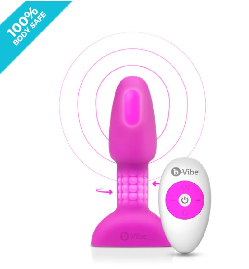 b-Vibe Rimming Petite Rotating and Vibrating Remote Control Plug in Fuchsia > Anal Range > Vibrating Butt Plugs