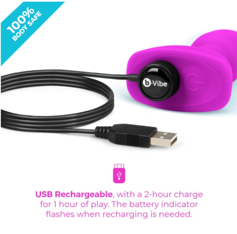 b-Vibe Rimming Petite Rotating and Vibrating Remote Control Plug in Fuchsia > Anal Range > Vibrating Butt Plugs