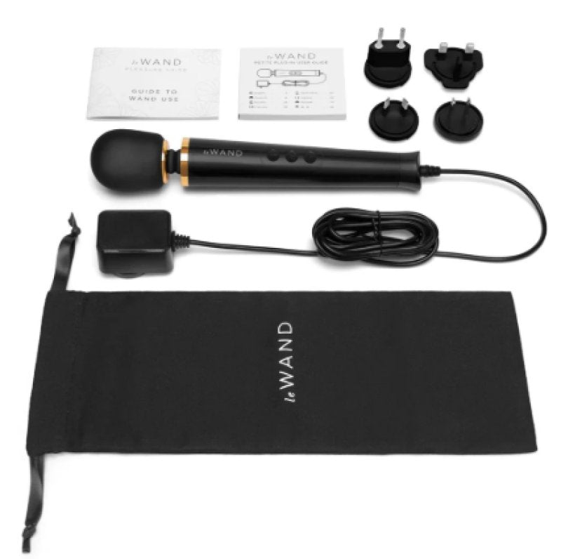 Le Wand Plug-In Black Powerful Vibrating Massager with 8-Foot Cord