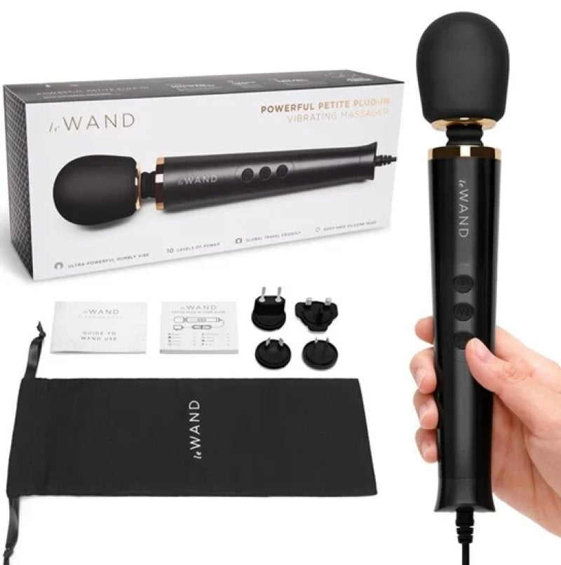 Le Wand Plug-In Black Powerful Vibrating Massager with 8-Foot Cord