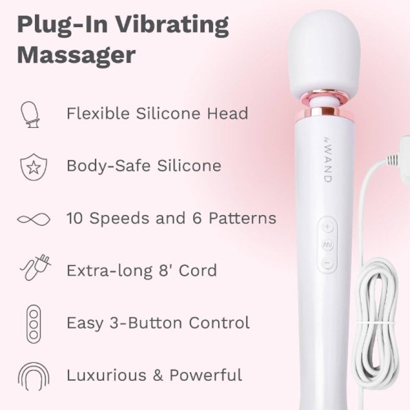 Le Wand Plug-In Vibrating Massager Classic White Design