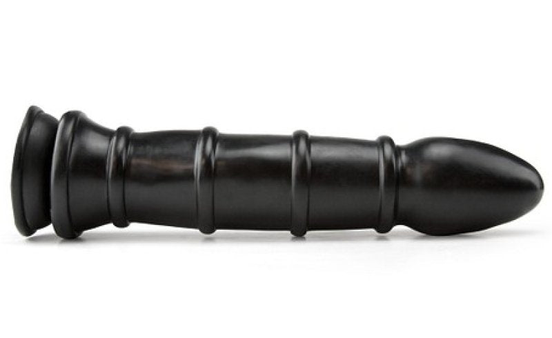 Anal Munition 10 Inch Black Butt Plug with Suction Cup and Ridges Secondary image