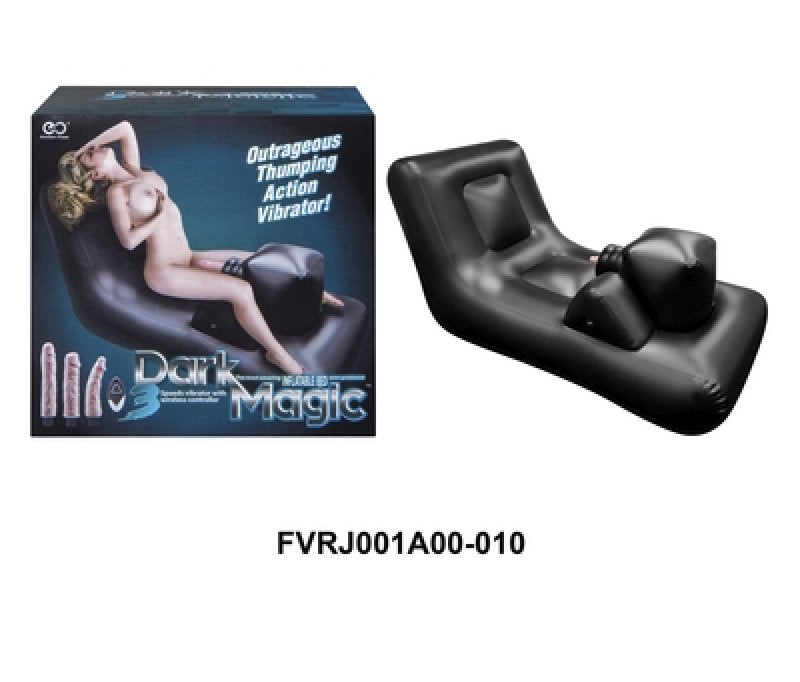 Dark Magic Inflatable Bed 3 Speed Vibrator Black with 3 Realistic Attachments and Wireless Remote