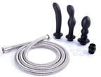 Hydro Series Splashy 3 Butt Plugs with Hose Kit Stainless Steel Spraying Anal Douche Set