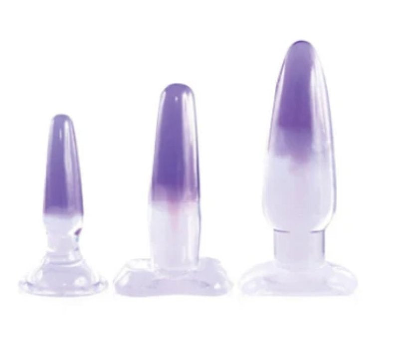 Glitzy Trainer 3 in 1 Dong Kit Set Purple with Three Graduated Sizes and Two Tone Color Secondary image