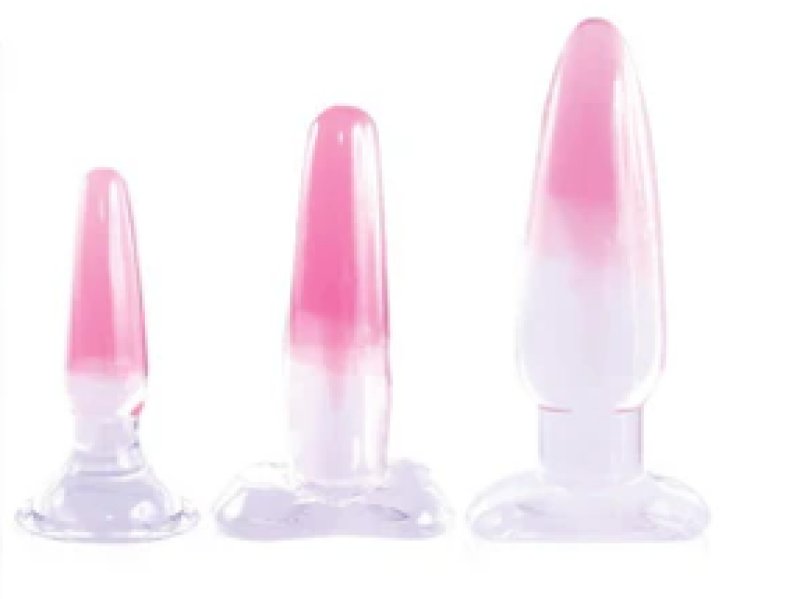 Glitzy Trainer 3 In 1 Dong Kit Set Pink With 3 Graduated Sizes and Two Tone Color > Sex Toys > Dilators
