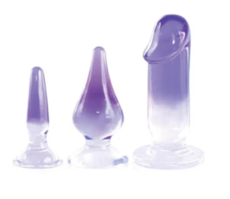 Glitzy Trainer 3 in 1 Dong Mixed Set Purple with 3 Graduated Sizes and Two Tone Color > Sex Toys > Dilators