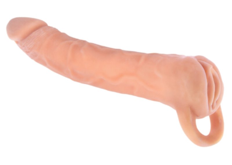 Extendor Two in One 9 Inch Realistic Flesh Penis Extender and Masturbator