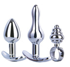 Hardware Gear Metal Butt Plug Kit 3 Pack Mini Silver Metal Butt Plugs