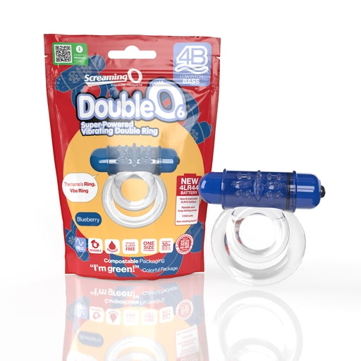 Screaming O Double O Vibrating Ring with Dual Straps Blueberry Blue Cock Rings Vibrating