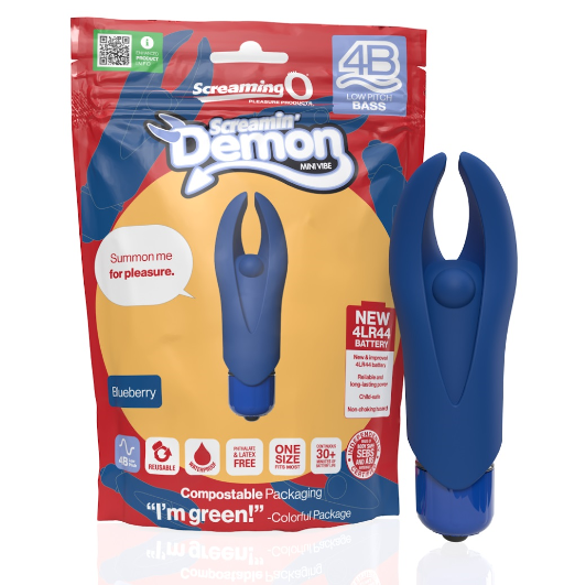 Screaming O 4B Demon Mini Vibe Blueberry Compact Clitoral Stimulator with Deep Rumbling Vibrations and Flexible Horns Waterproof Default Title STIMULATORS