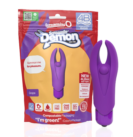 Screaming O 4B Demon Mini Vibe Grape - Compact Powerful Clitoral Stimulator with Flexible Horns and 5-Speed Motor Default Title STIMULATORS