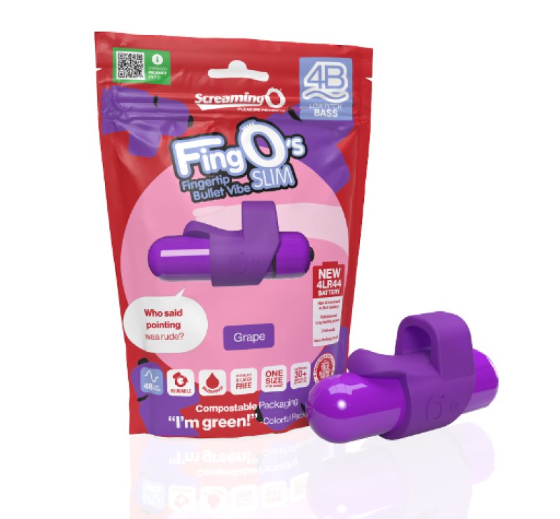 Screaming O 4B FingO Slim - 6-Function Waterproof Finger Vibe Grape > Vibrators > Finger Vibrators