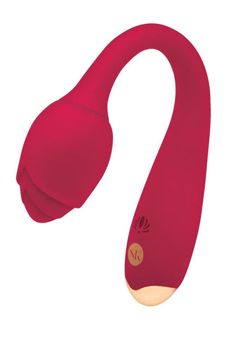 Rosegasm Long Stem Flexible G-Spot Vibrator with Rosebud Design in Red Red STIMULATORS