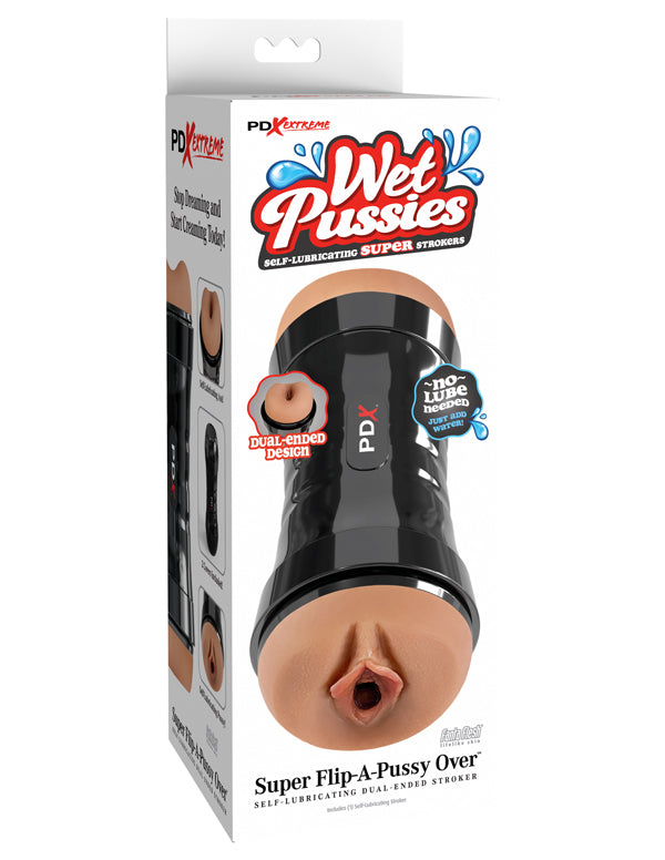 Pdx Wet Pussies Super Flip A Pussy Over Dual Ended Stroker Vagina And Ass Brown Strokers - Manual