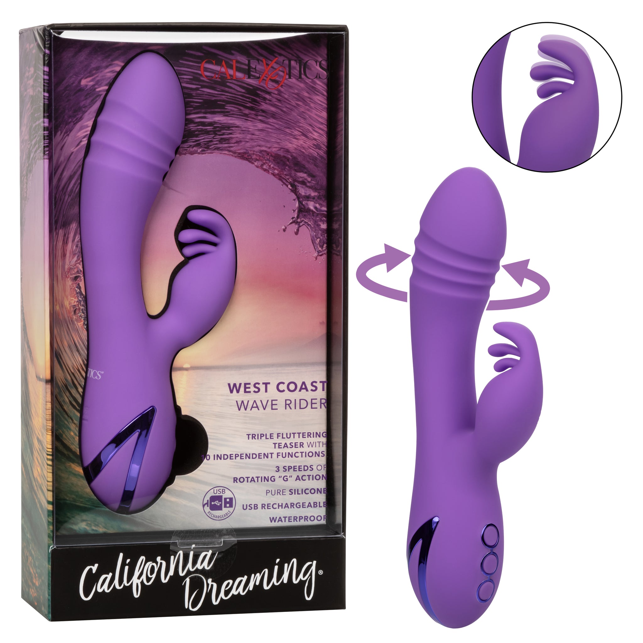 West Coast Wave Rider 4.5 Inch Rotating G Vibrator with Clitoral Stimulator > Vibrators > Ladies > Rabbit