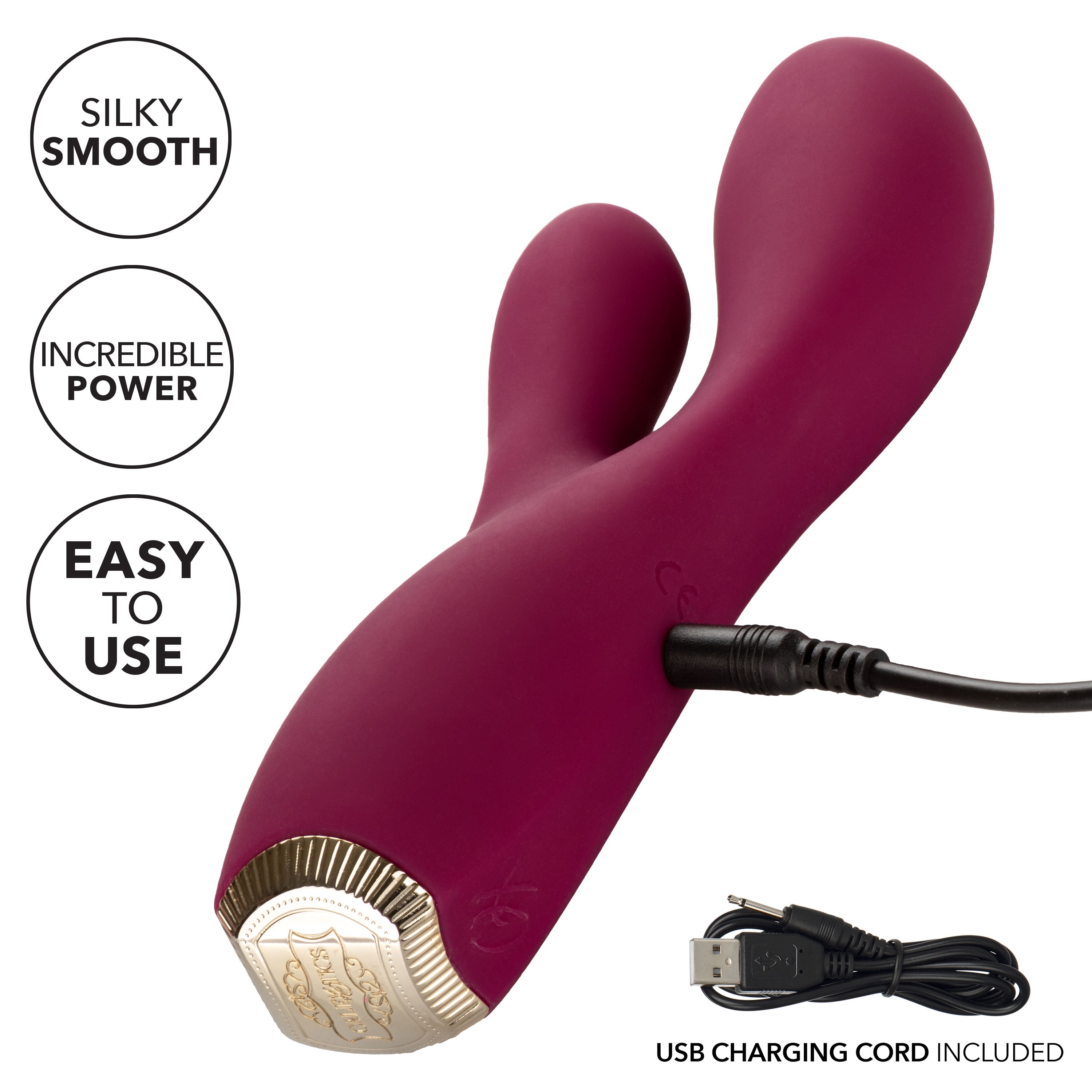 Uncorked Cabernet Dual Massager in Deep Wine Red with 10 Speeds and Silicone Vibrator > Vibrators > Ladies > Rabbit