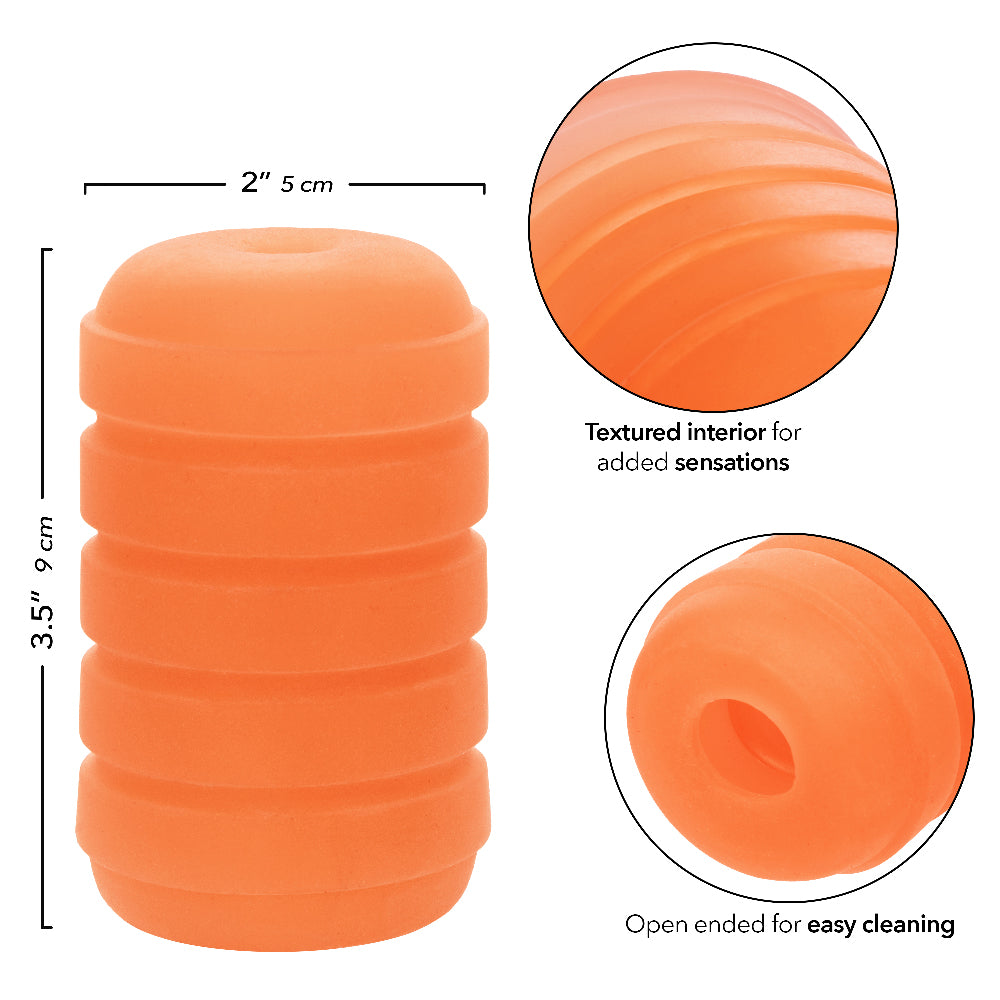 Pop Sock Ribbed Reversible Stroker Soft Tight Stretchy Material Orange Orange > Sex Toys For Men > Masturbators Cup