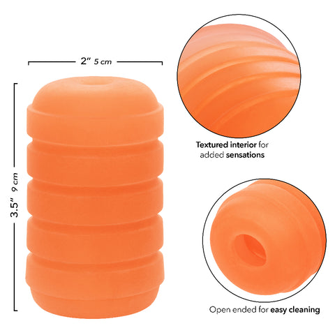Pop Sock Ribbed Reversible Stroker Soft Tight Stretchy Material Orange > Sex Toys For Men > Masturbators Cup