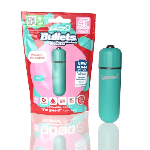 Screaming O 4T Bullet Vibrator Kiwi Green with 5-Speed Treble Motor and Waterproof Compact Design Teal BULLETS