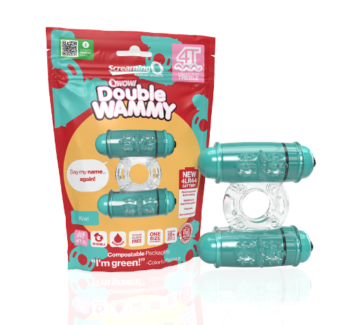 Screaming O 4T Double Wammy Vibrating Ring Kiwi with Dual Motors and 5 Speeds Default Title Cock Rings Vibrating