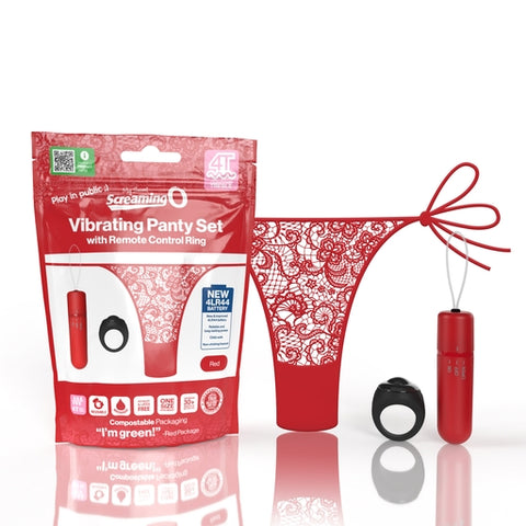 My Secret Screaming O 4T Vibrating Panty Set with Remote Control Ring - Red, One Size Red Panty Vibrators