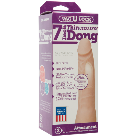 Vac-U-Lock 7 Inch Ultraskyn Thin Dong Vanilla Realistic Toy Dongs Realistic