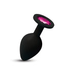 Gemma 3.16 Inch Pink Gem Black Silicone Plug – Medium Butt Plug > Anal Range > Jewel Butt Plugs