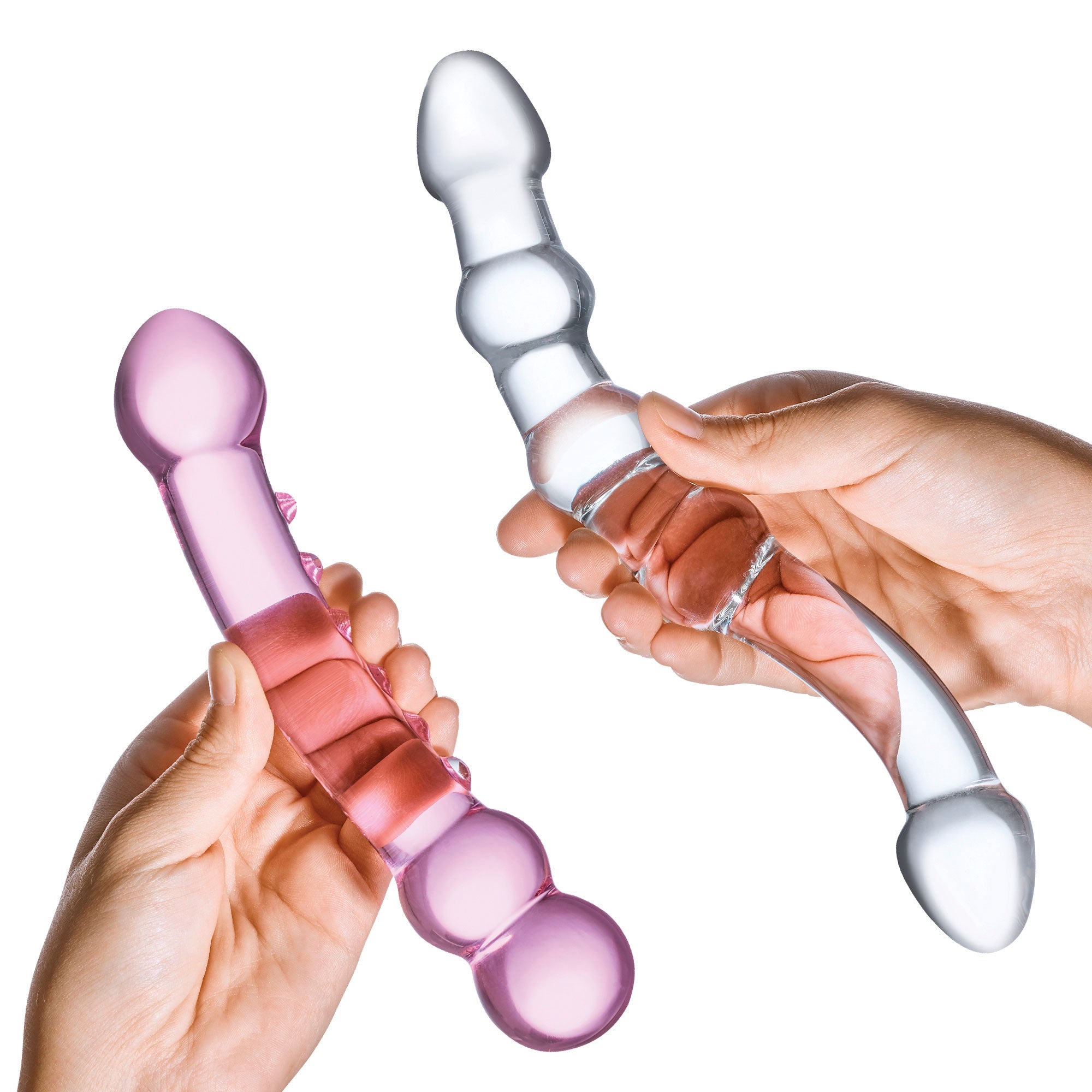 Glas Double Pleasure 6 Inch and 7.5 Inch Two-Piece Glass Dildo Set > Glass > Dildos
