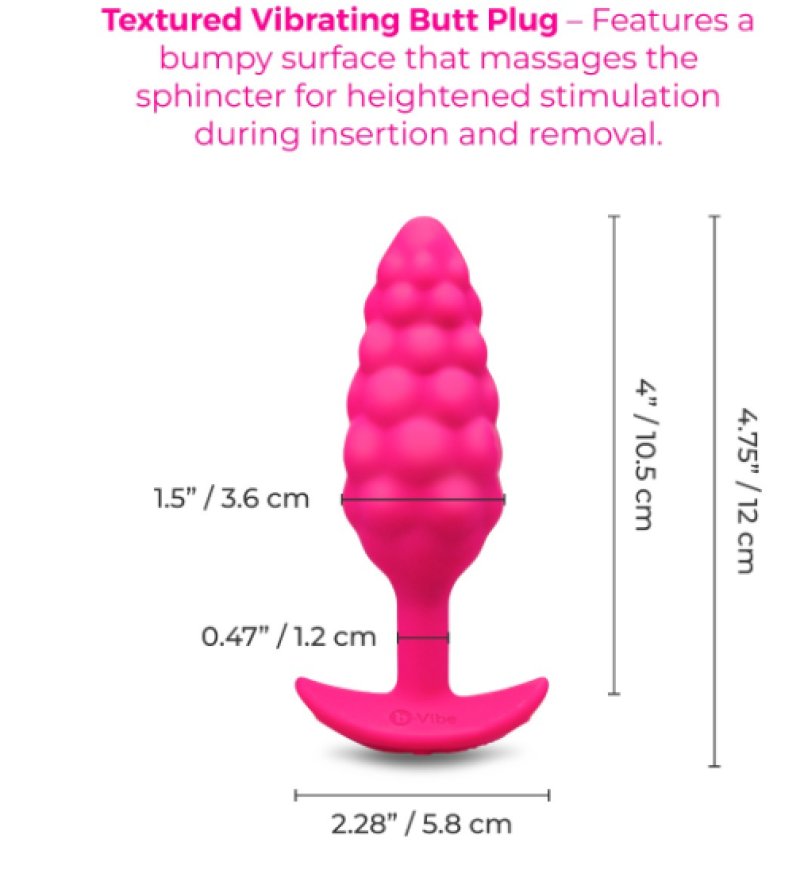 b-Vibe Bump Texture Plug – Rechargeable Silicone Vibrating Plug > Anal Range > Vibrating Butt Plugs