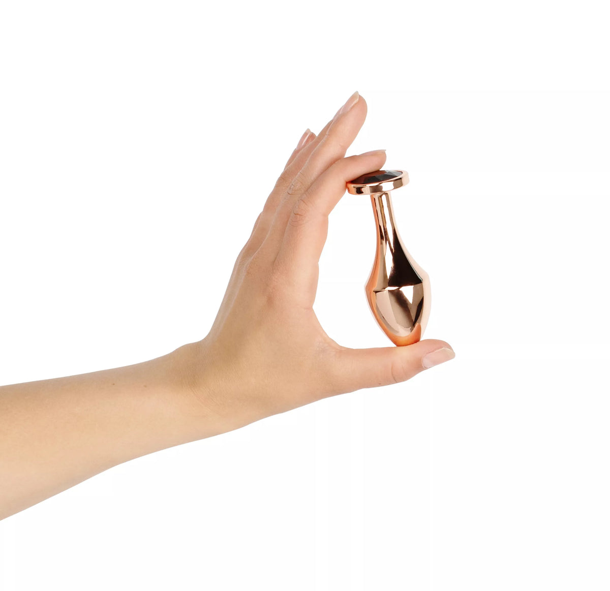 Rosy Gold Nouveau Butt Plug Aluminum Geometric Design with Black Crystal Accent > Anal Range > Butt Plugs