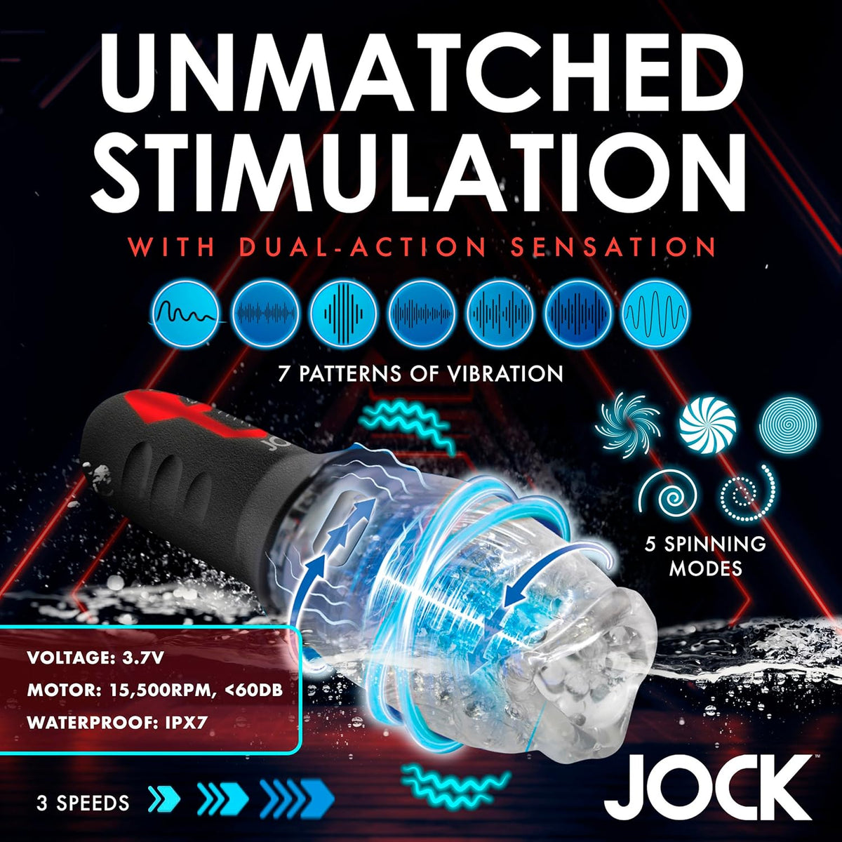 Jock Spinning and Vibrating Masturbator with Multiple Speeds and Patterns > Sex Toys For Men > Masturbators > Vibrating