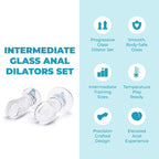 b-Vibe Intermediate Glass Anal Dilator Set – Temperature Play Glass Anal Dilators > Anal Range > Tunnel and Stretchers