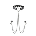 Sex & Mischief Amor Adjustable Collar with Nipple Clamps – Erotic Clothing Accessory Black > Sex Toys > Nipple Clips